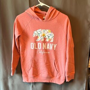 Old Navy Coral Hoodie with Floral Bear